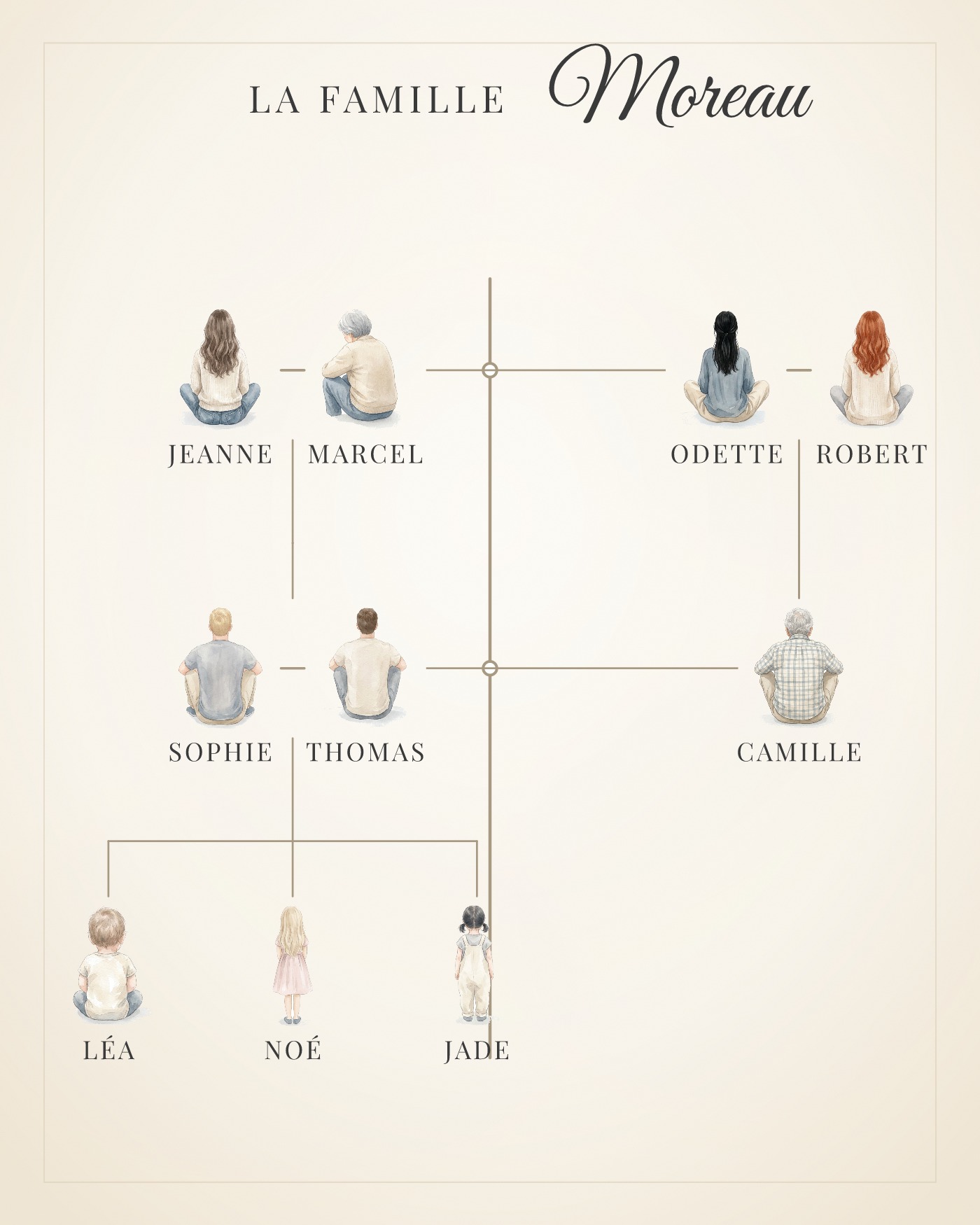 Arbre généalogique : couples reliés et descendance