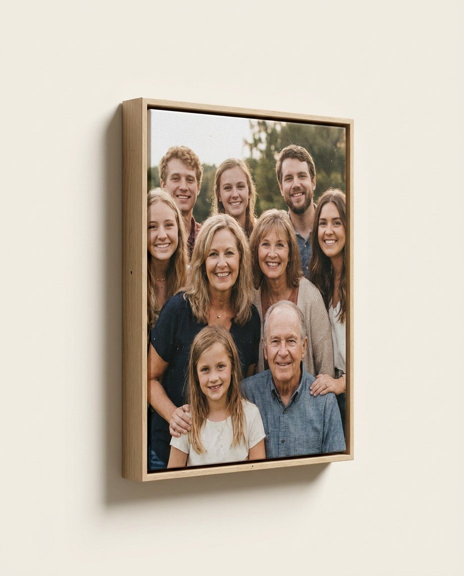 Wood floating-frame canvas