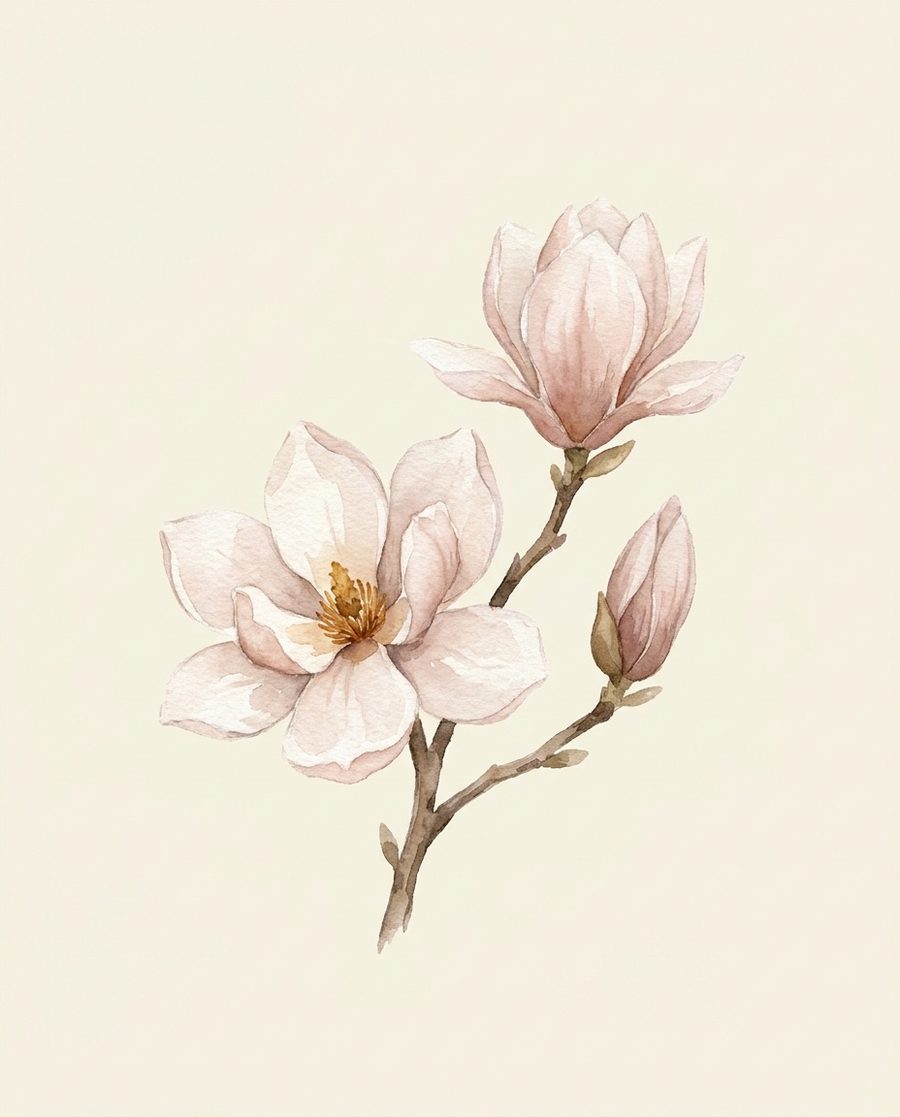 Magnolia, botanical print