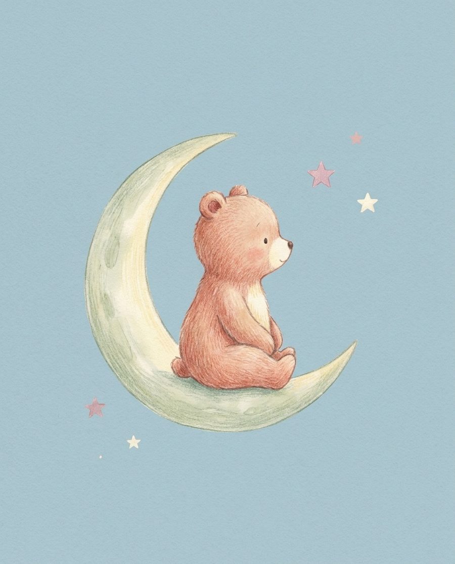 The bear and the moon, children’s print