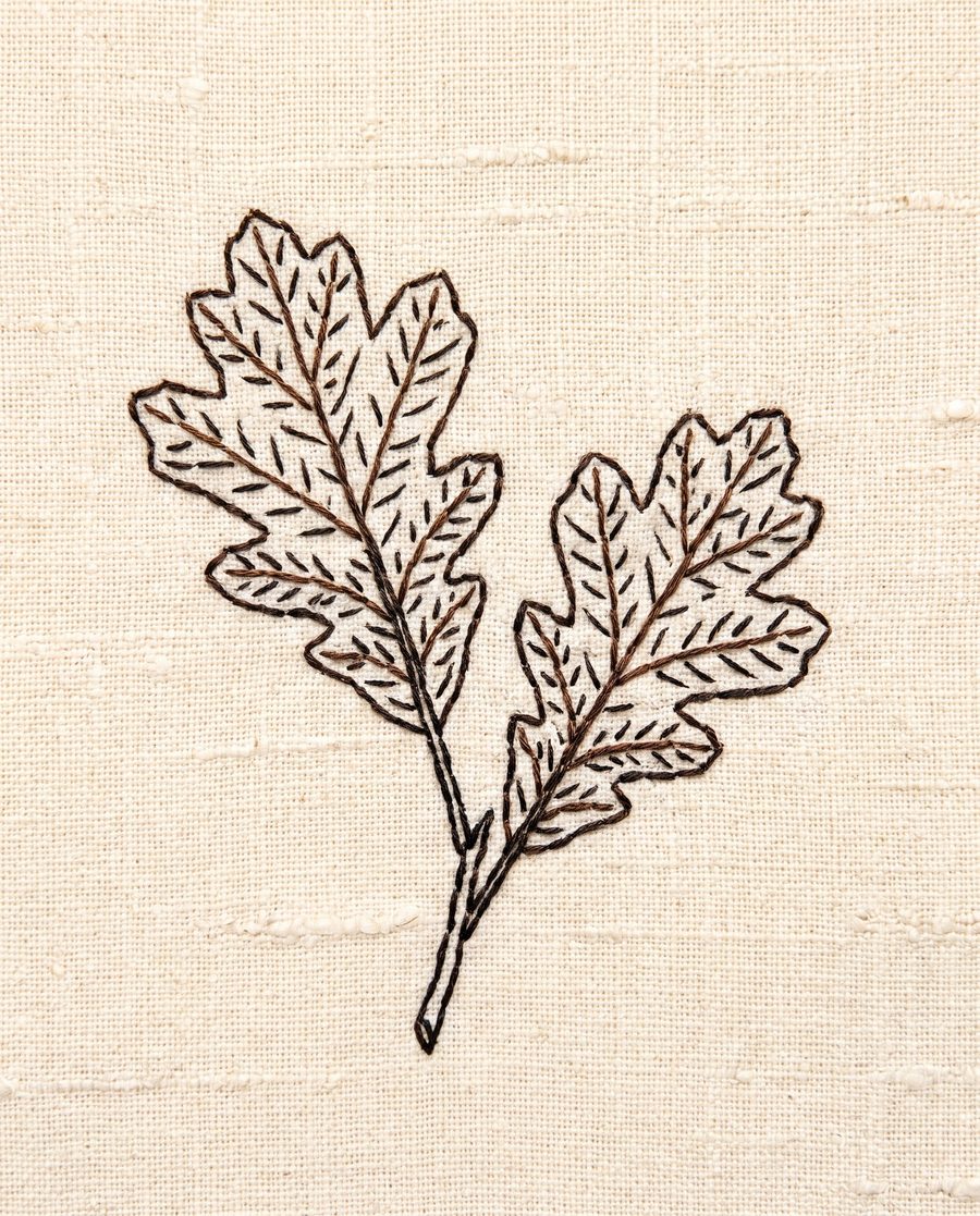 Embroidered leaves, botanical print