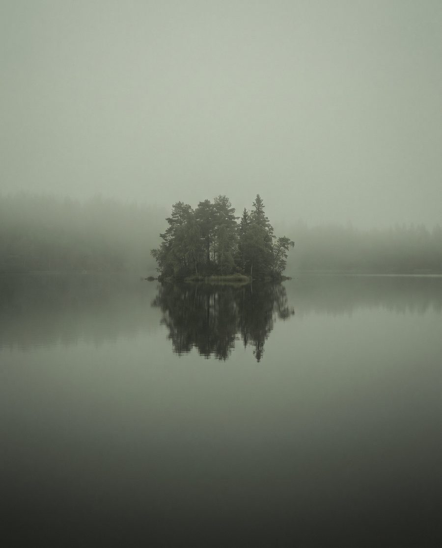The island on the lake, landscape print