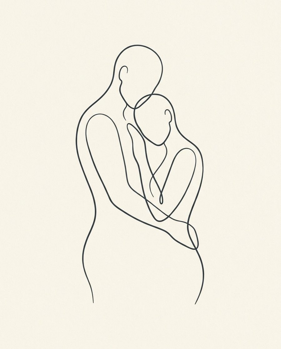 Two silhouettes, line art print