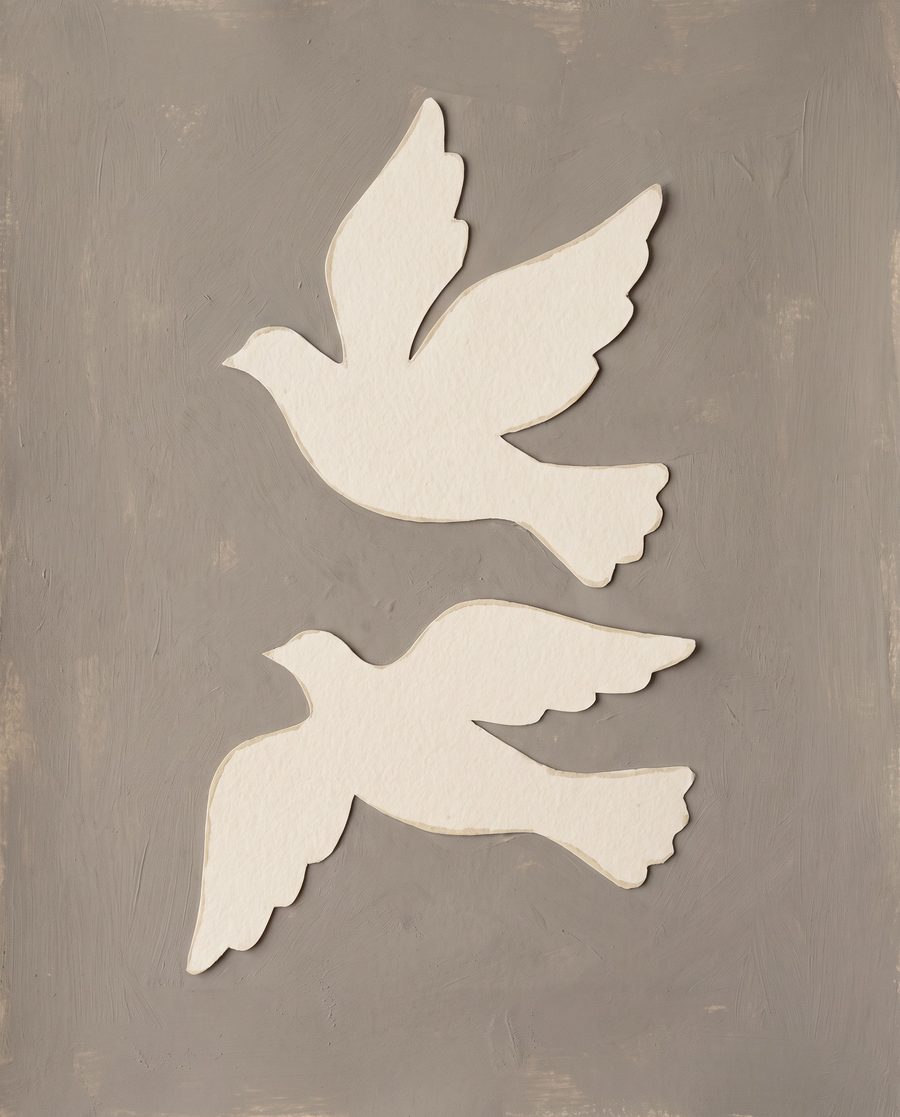 Paper-cut birds, abstract print