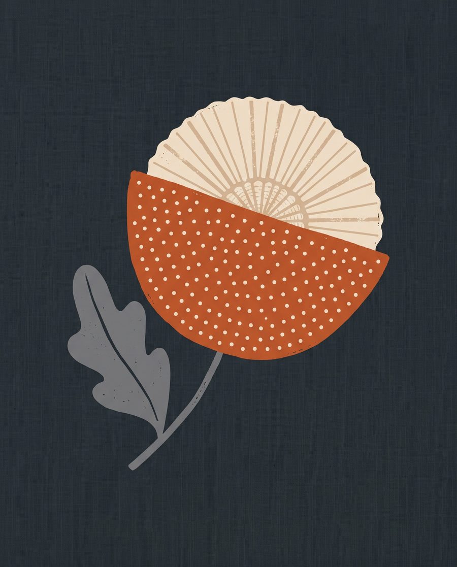 Retro poppy, botanical print