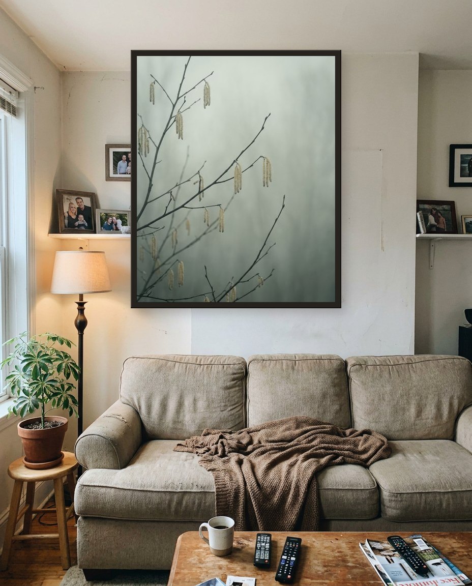 Hazel catkins, living room