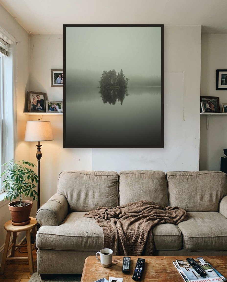 The island on the lake, living room