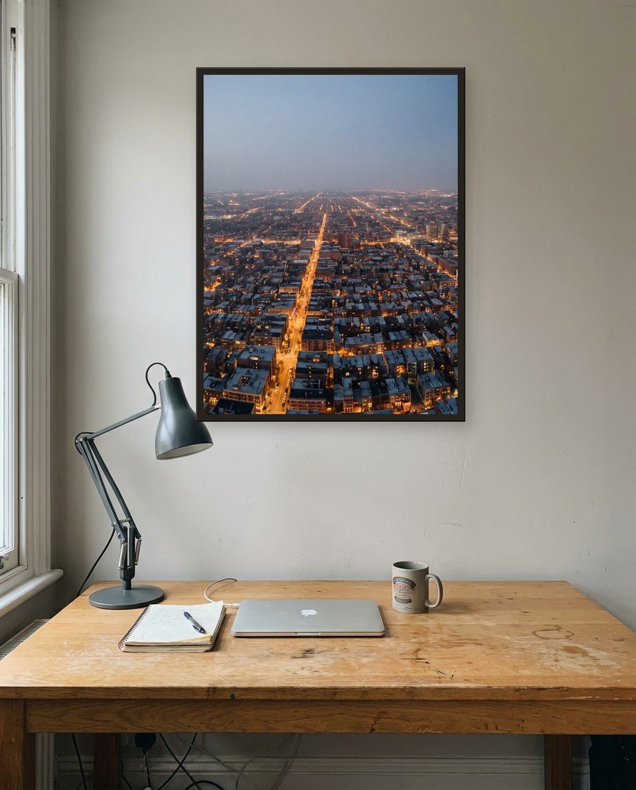 The city from above · centre panel, study