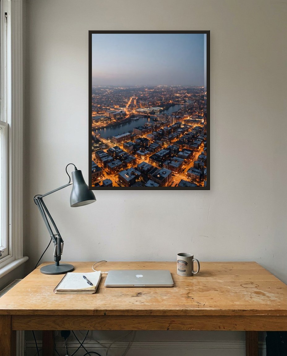 The city from above · left panel, study