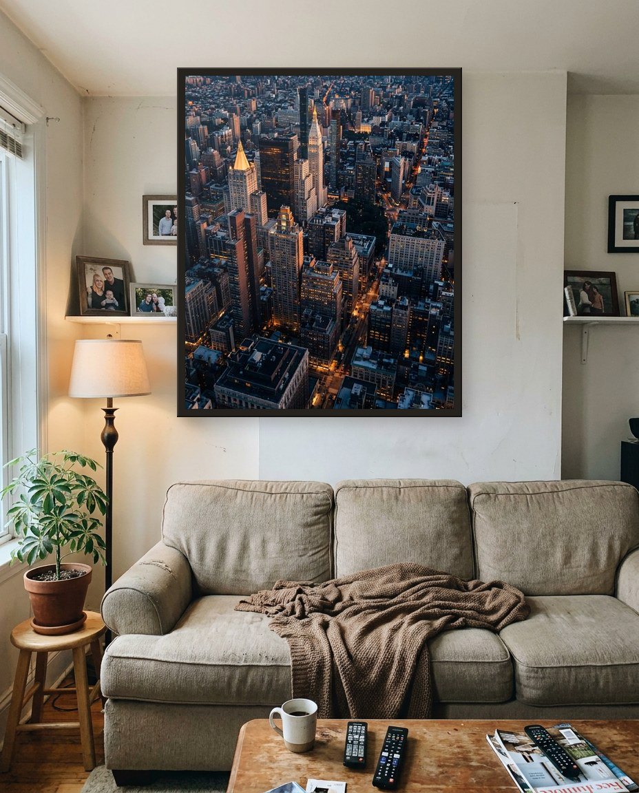 City by night, living room