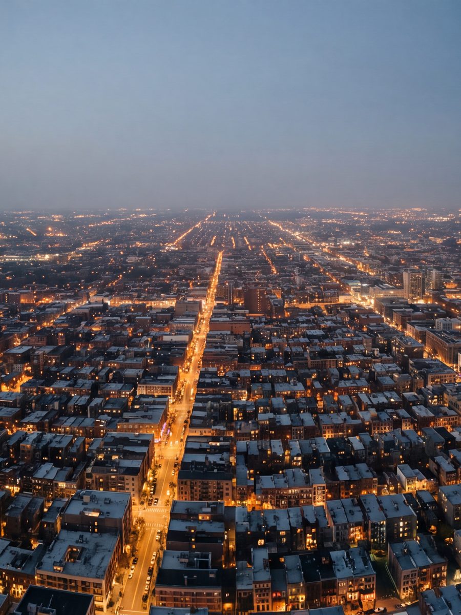 The city from above · centre panel