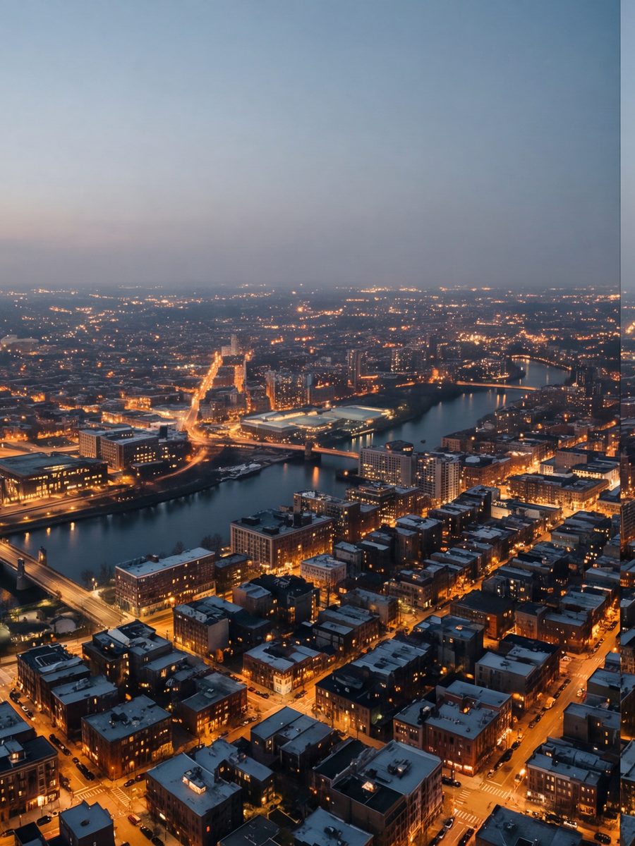 The city from above · left panel, landscape print