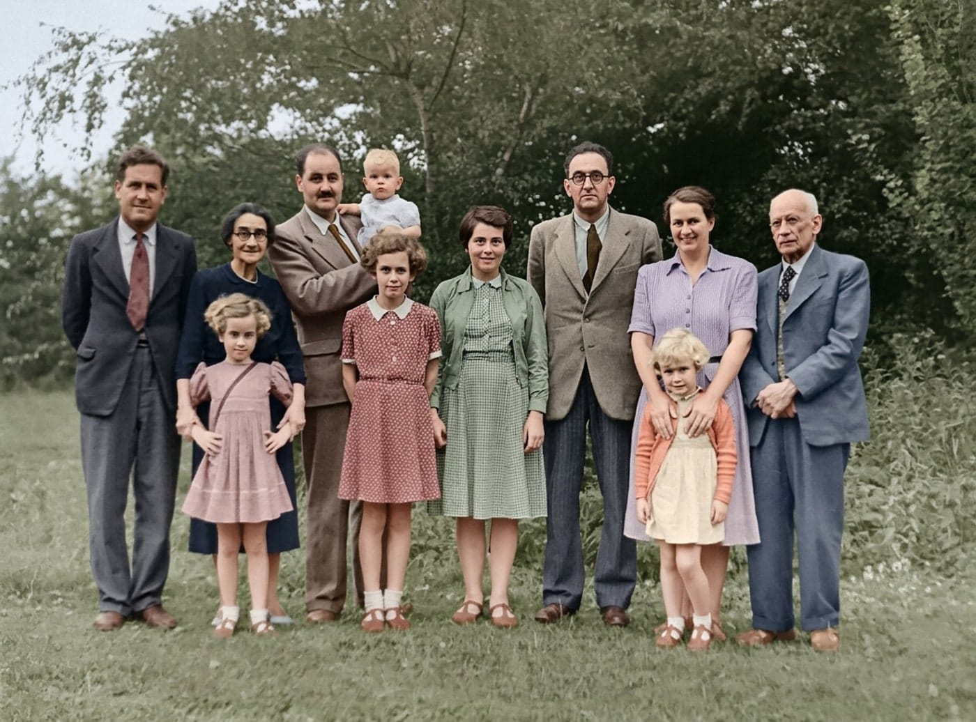 The same family photo, restored and revived in colour
