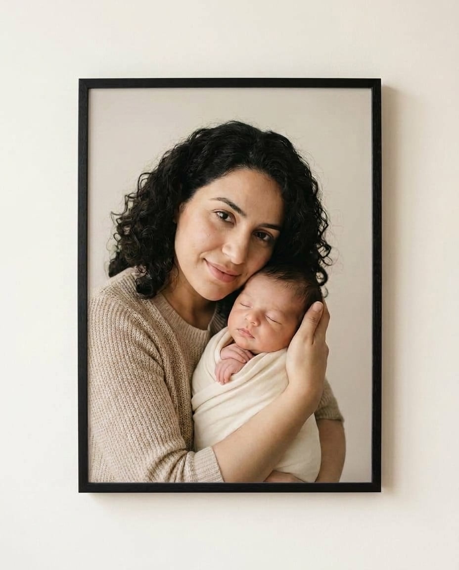 Mother and her baby, framed portrait
