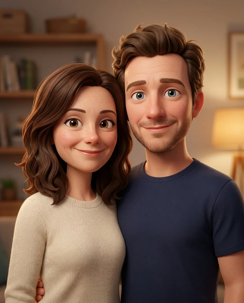 Leur portrait de couple réuni, en film d’animation 3D, encadré