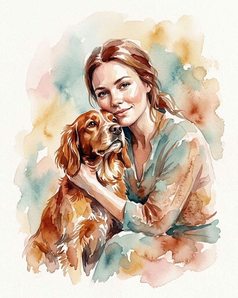 Pet portrait, Watercolour style