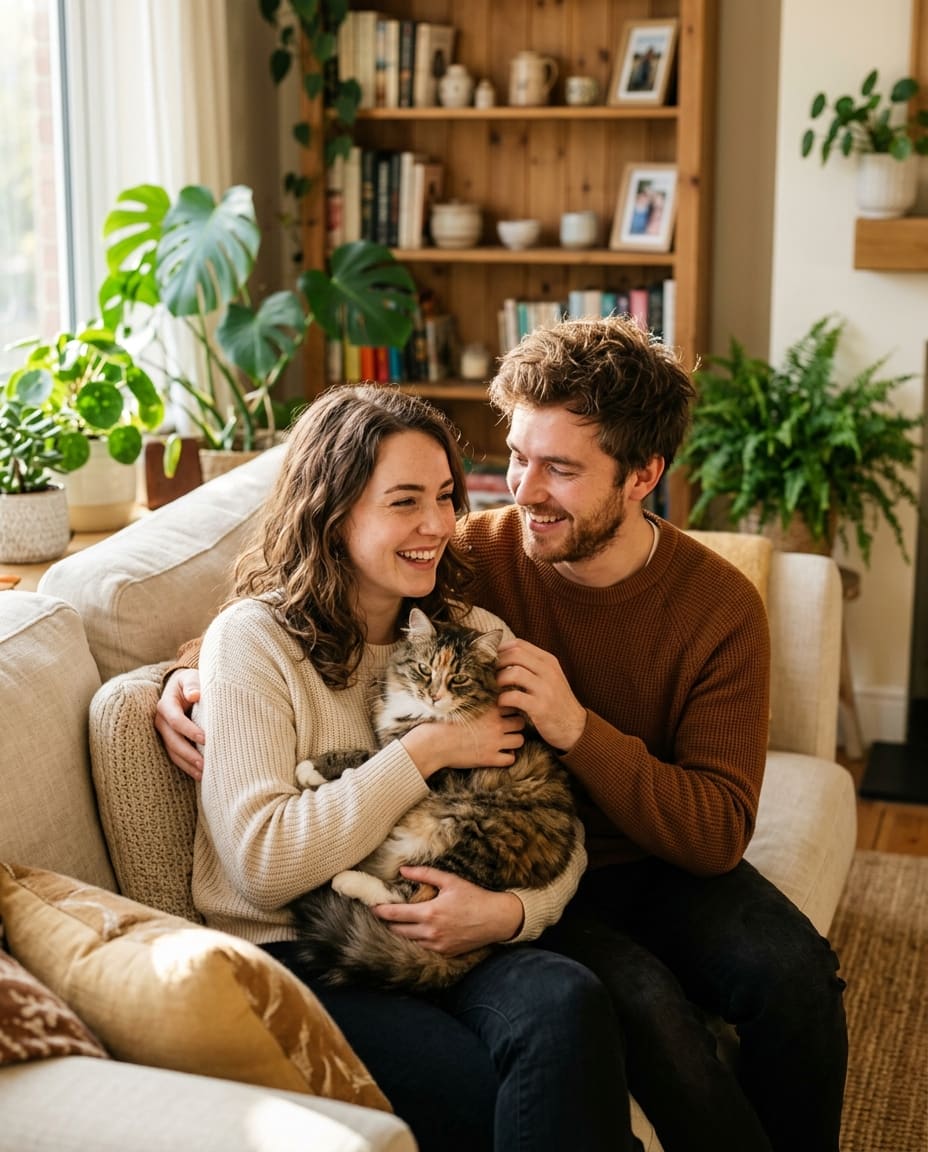 Pet portrait, Cozy living room style