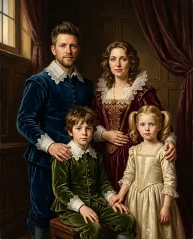 Example of a personalised family portrait as a royal family
