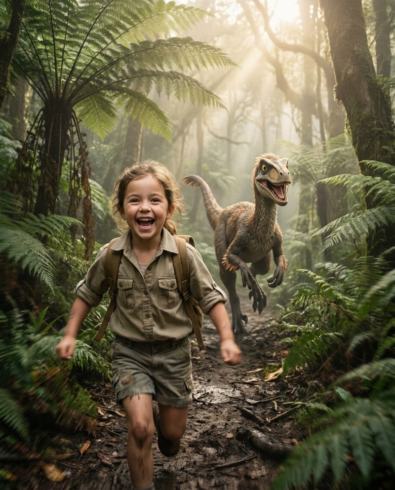 Child portrait, Dinosaur race universe